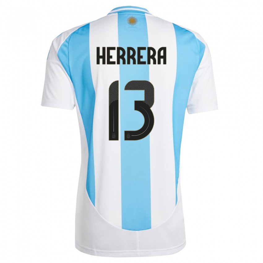 Damen Argentinien Marcelo Herrera #13 Weiß Blau Heimtrikot Trikot 24-26 T-Shirt Österreich