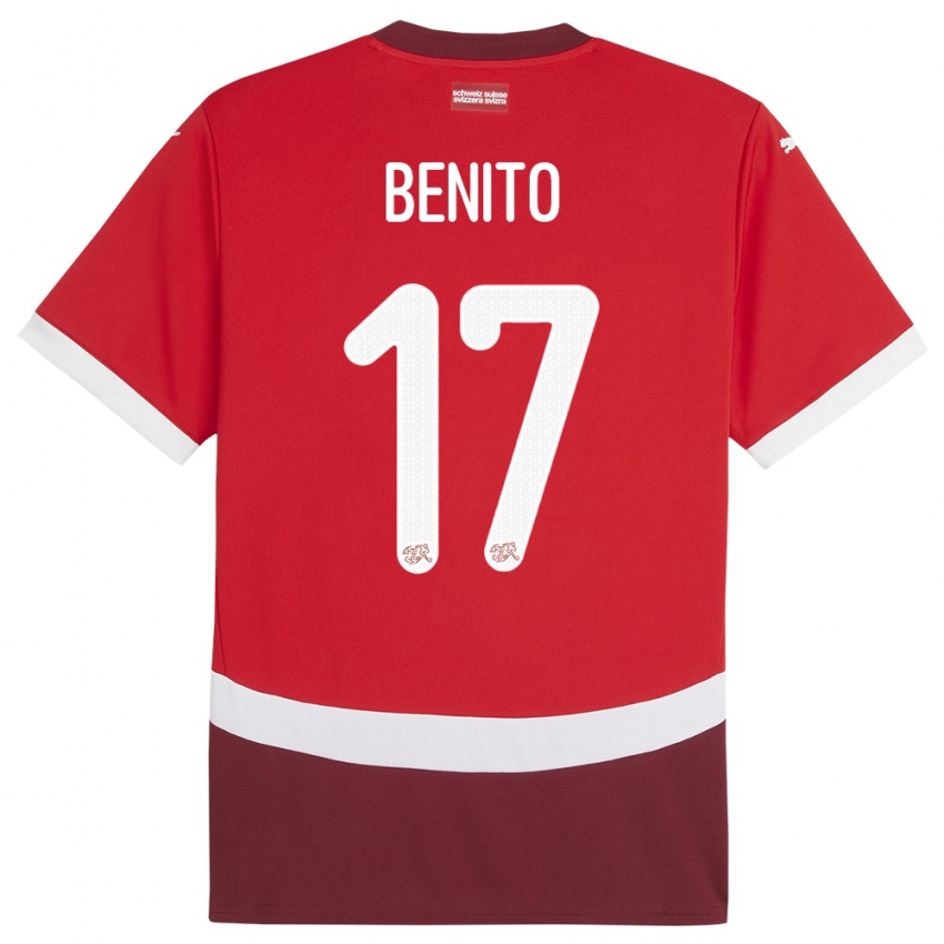 Damen Schweiz Loris Benito #17 Rot Heimtrikot Trikot 24-26 T-Shirt Österreich