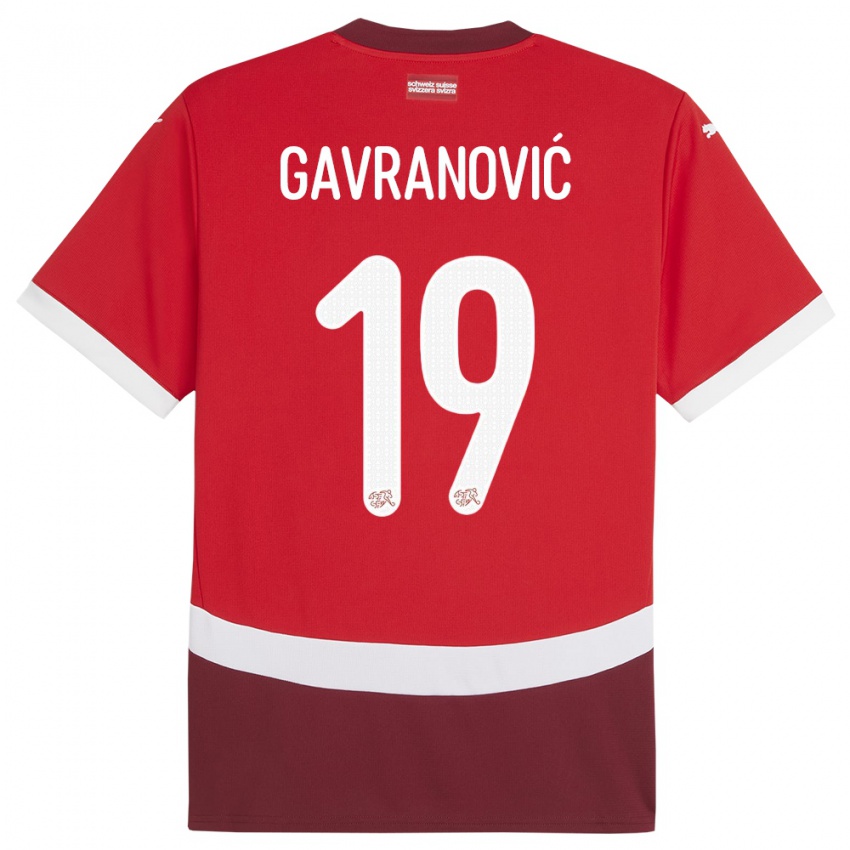 Damen Schweiz Mario Gavranovic #19 Rot Heimtrikot Trikot 24-26 T-Shirt Österreich