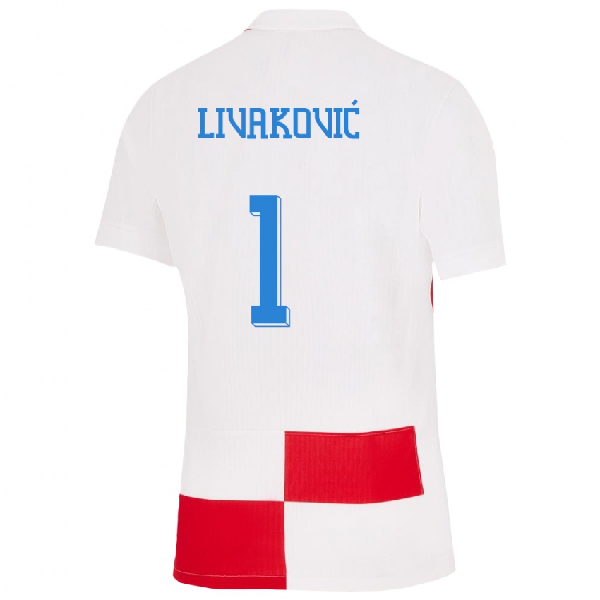 Damen Kroatien Dominik Livakovic #1 Weiß Rot Heimtrikot Trikot 24-26 T-Shirt Österreich