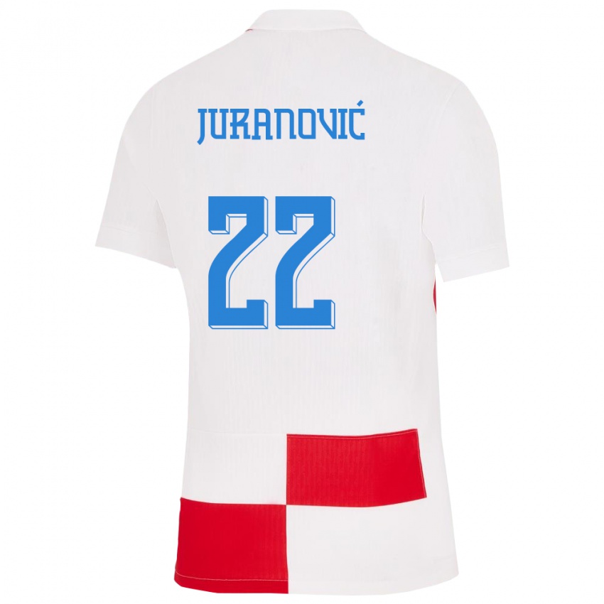 Damen Kroatien Josip Juranovic #22 Weiß Rot Heimtrikot Trikot 24-26 T-Shirt Österreich