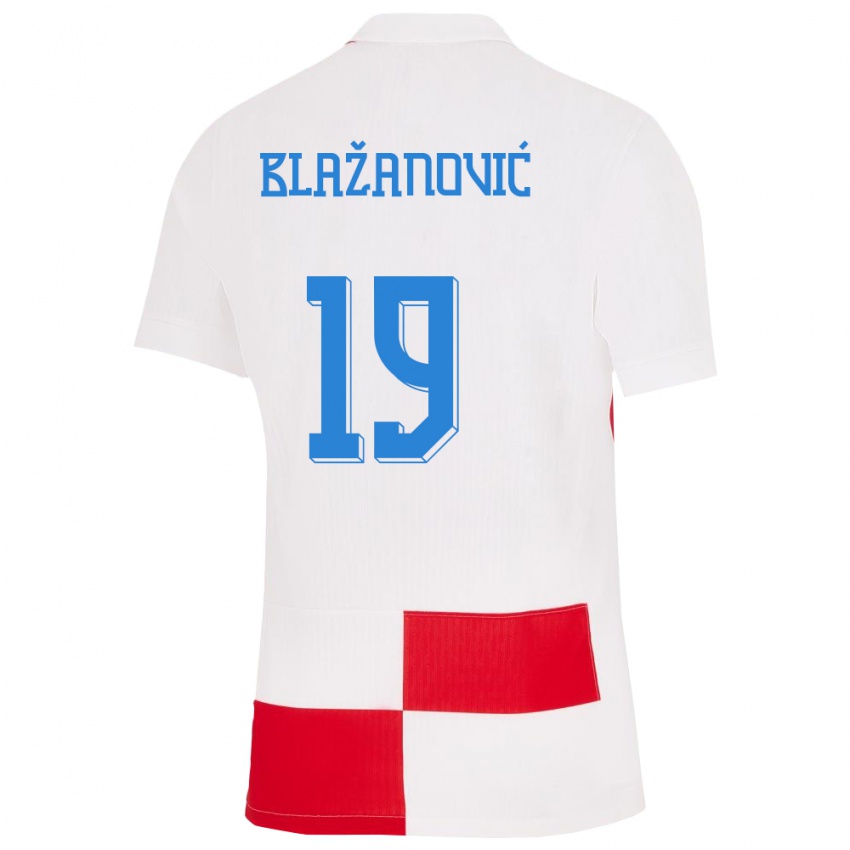 Damen Kroatien Antonio Blazanovic #19 Weiß Rot Heimtrikot Trikot 24-26 T-Shirt Österreich