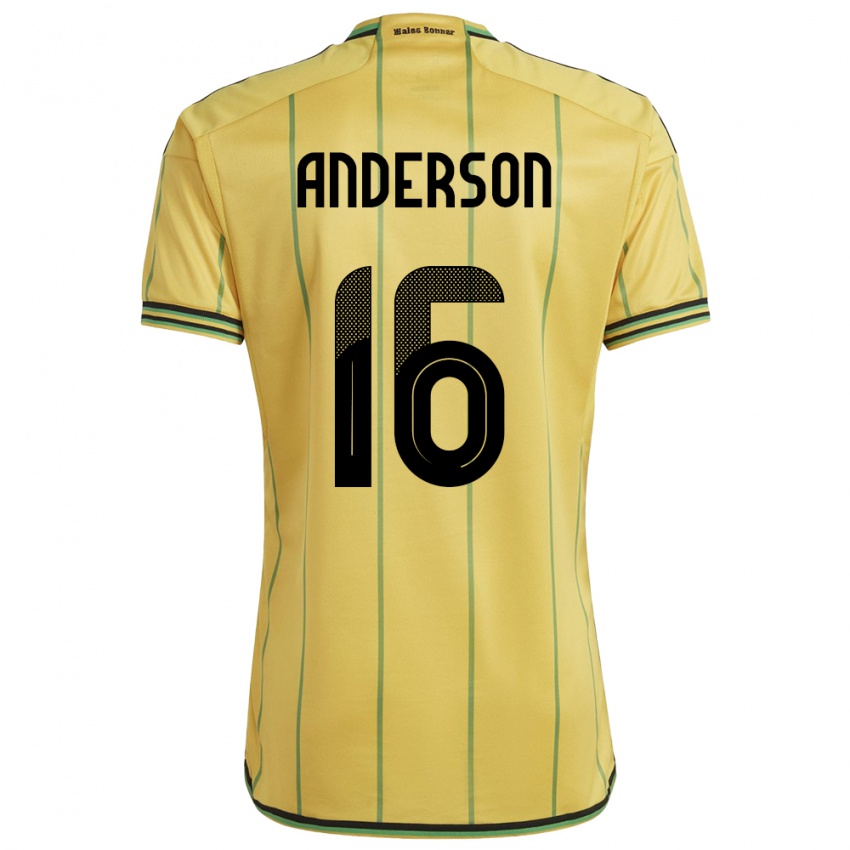 Damen Jamaika Karoy Anderson #16 Gelb Heimtrikot Trikot 24-26 T-Shirt Österreich