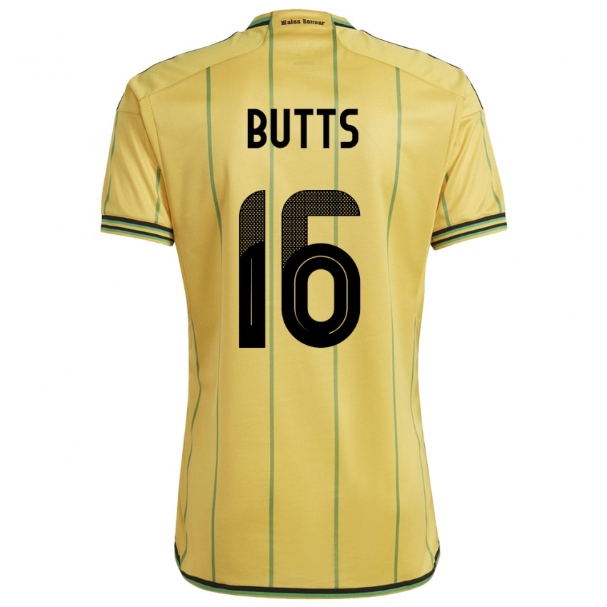 Damen Jamaika Njeri Butts #16 Gelb Heimtrikot Trikot 24-26 T-Shirt Österreich