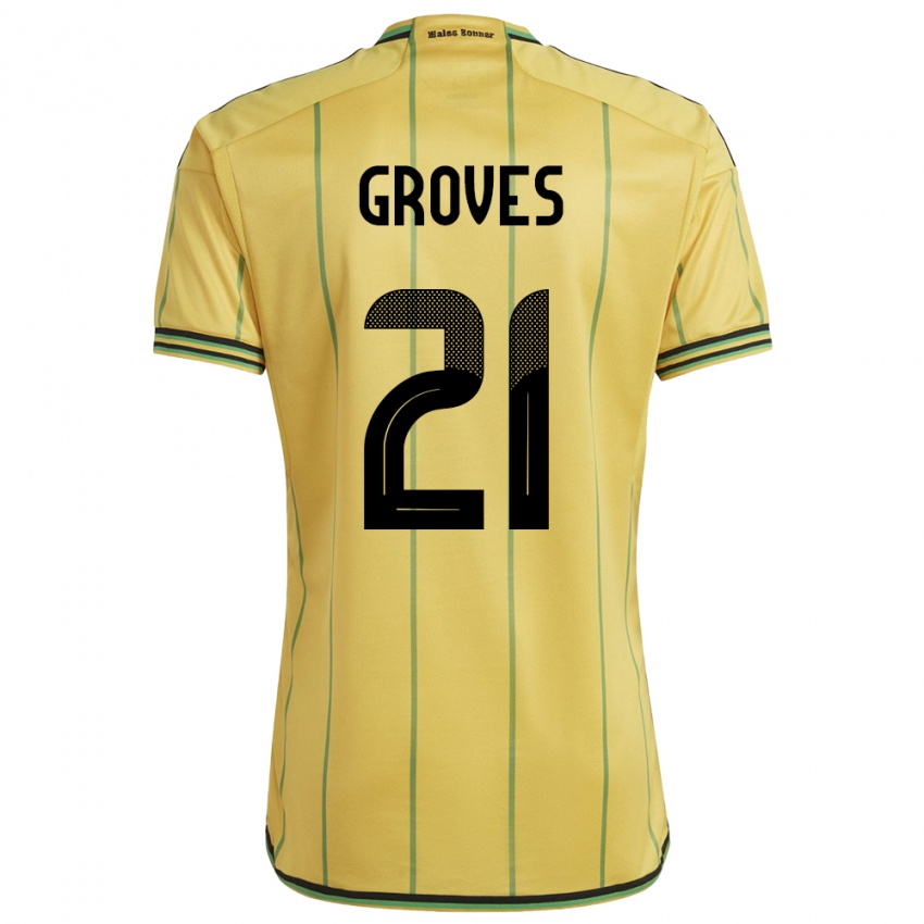 Damen Jamaika Isreala Groves #21 Gelb Heimtrikot Trikot 24-26 T-Shirt Österreich