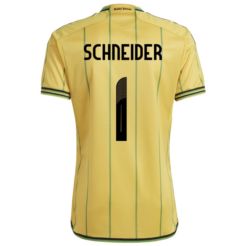 Damen Jamaika Sydney Schneider #1 Gelb Heimtrikot Trikot 24-26 T-Shirt Österreich
