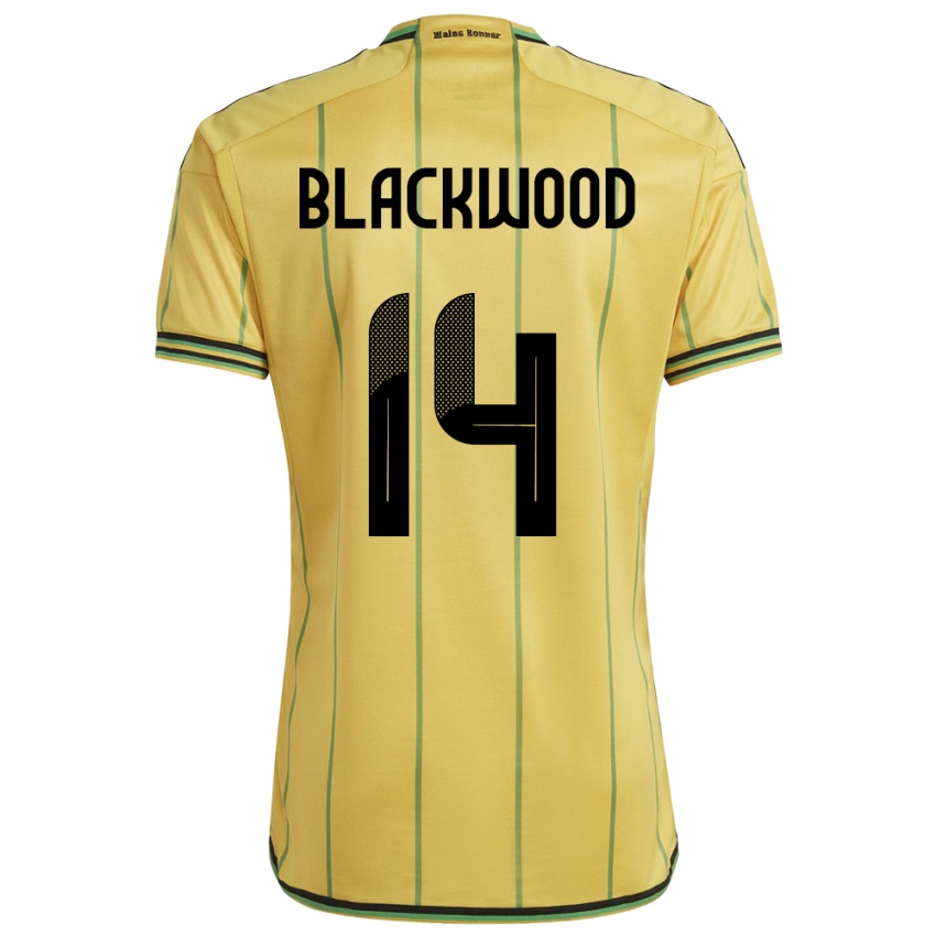 Damen Jamaika Deneisha Blackwood #14 Gelb Heimtrikot Trikot 24-26 T-Shirt Österreich