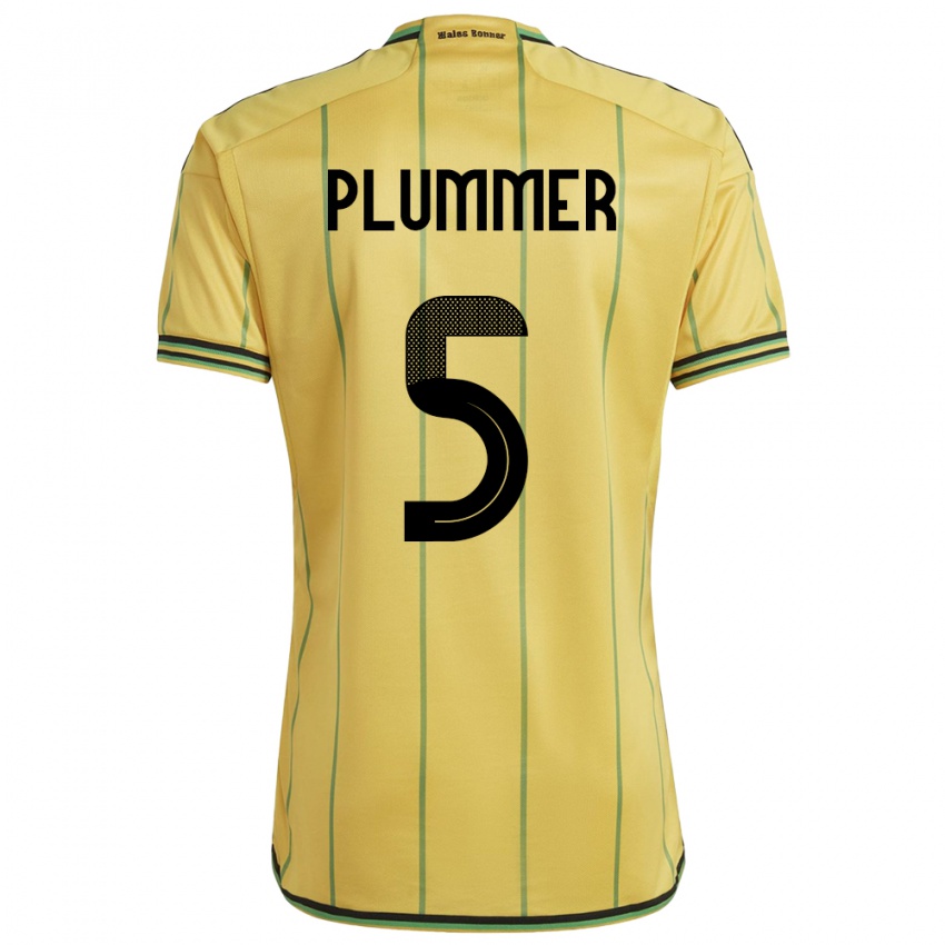 Damen Jamaika Konya Plummer #5 Gelb Heimtrikot Trikot 24-26 T-Shirt Österreich