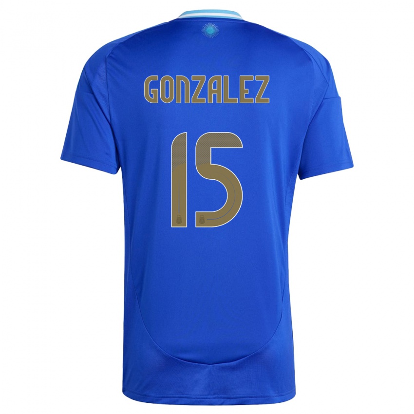 Damen Argentinien Nicolas Gonzalez #15 Blau Auswärtstrikot Trikot 24-26 T-Shirt Österreich