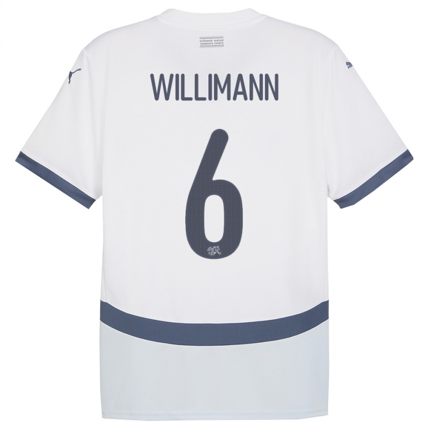 Damen Schweiz Mauricio Willimann #6 Weiß Auswärtstrikot Trikot 24-26 T-Shirt Österreich