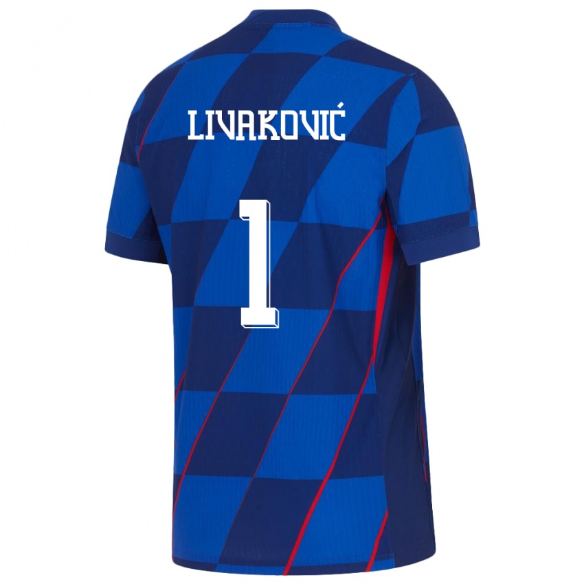 Damen Kroatien Dominik Livakovic #1 Blau Auswärtstrikot Trikot 24-26 T-Shirt Österreich