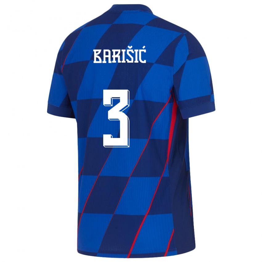 Damen Kroatien Borna Barisic #3 Blau Auswärtstrikot Trikot 24-26 T-Shirt Österreich