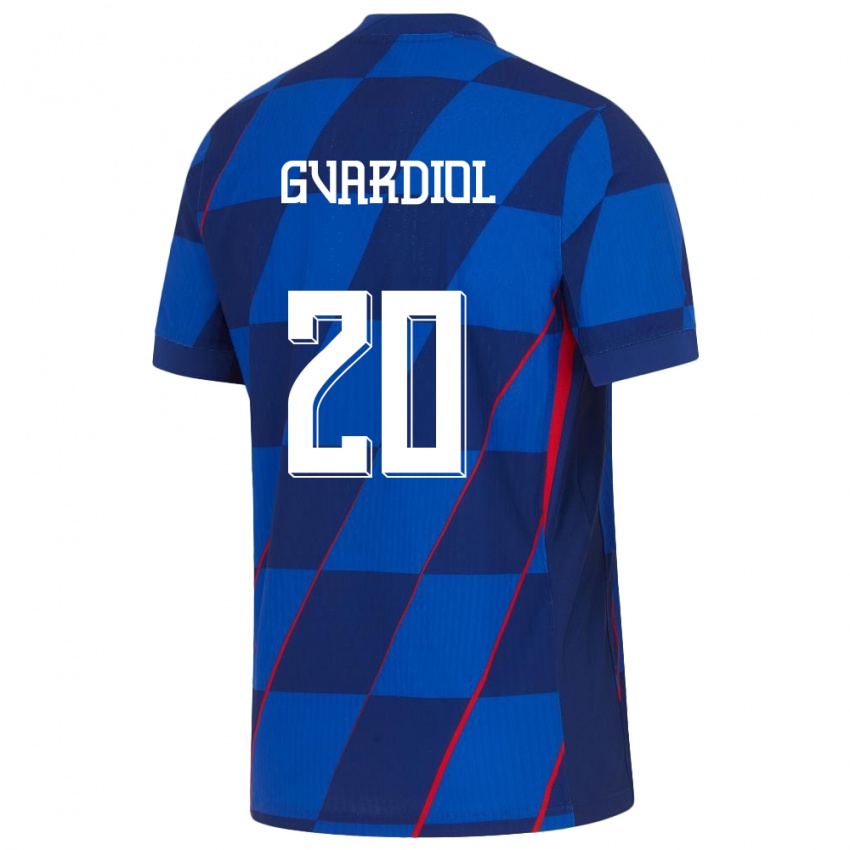 Damen Kroatien Josko Gvardiol #20 Blau Auswärtstrikot Trikot 24-26 T-Shirt Österreich