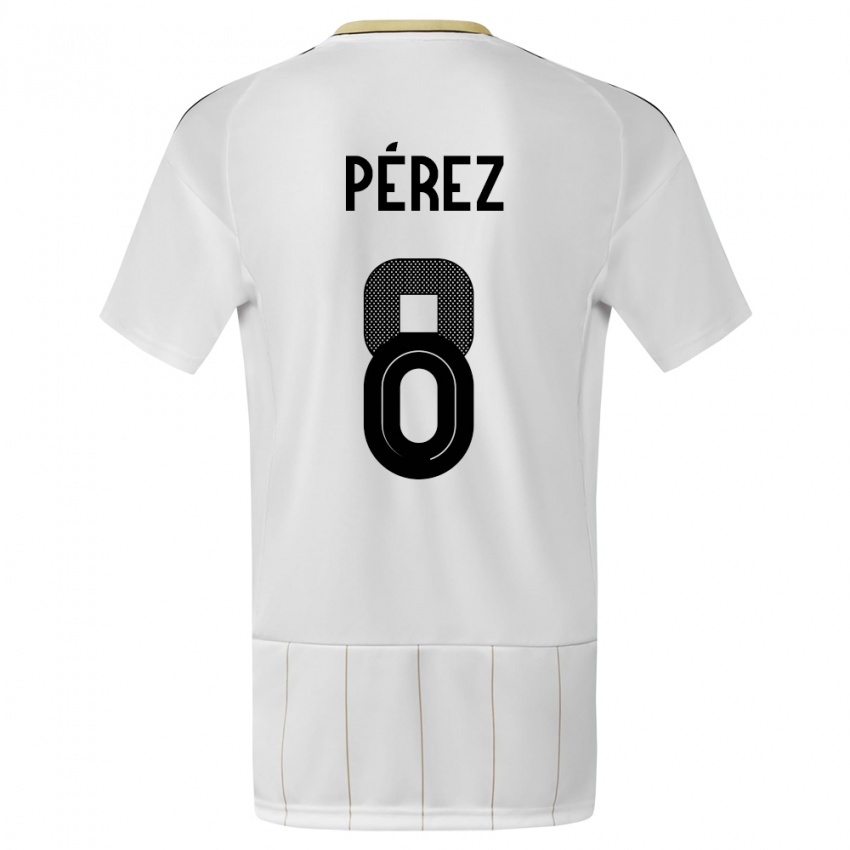 Damen Costa Rica Creichel Perez #8 Weiß Auswärtstrikot Trikot 24-26 T-Shirt Österreich