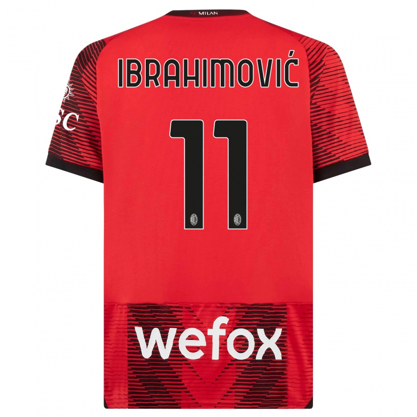 Kinder Zlatan Ibrahimovic #11 Rot Schwarz Heimtrikot Trikot 2023/24 T-Shirt Österreich