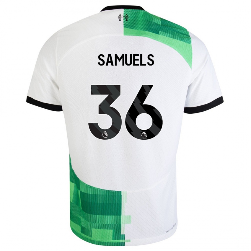 Kinder Kerron Samuels #36 Weiß Grün Auswärtstrikot Trikot 2023/24 T-Shirt Österreich