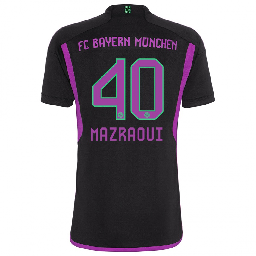 Kinder Noussair Mazraoui #40 Schwarz Auswärtstrikot Trikot 2023/24 T-Shirt Österreich