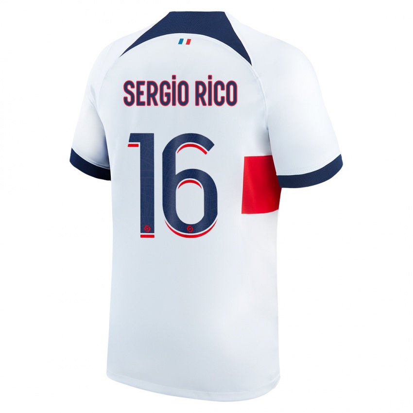 Kinder Sergio Rico #16 Weiß Auswärtstrikot Trikot 2023/24 T-Shirt Österreich