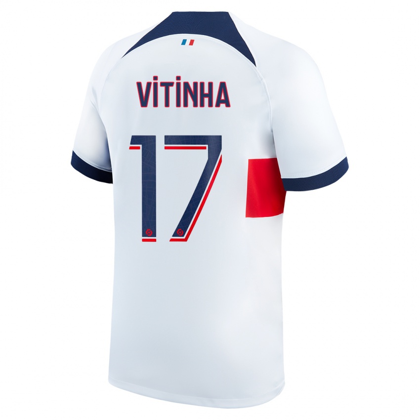 Kinder Vitinha #17 Weiß Auswärtstrikot Trikot 2023/24 T-Shirt Österreich