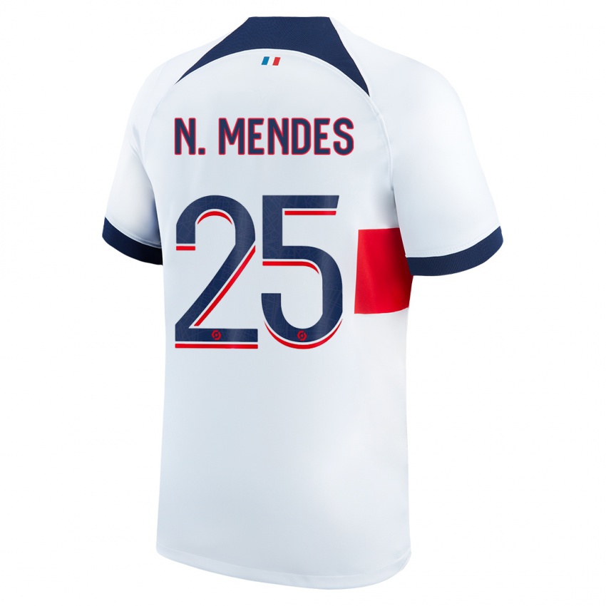Kinder Nuno Mendes #25 Weiß Auswärtstrikot Trikot 2023/24 T-Shirt Österreich