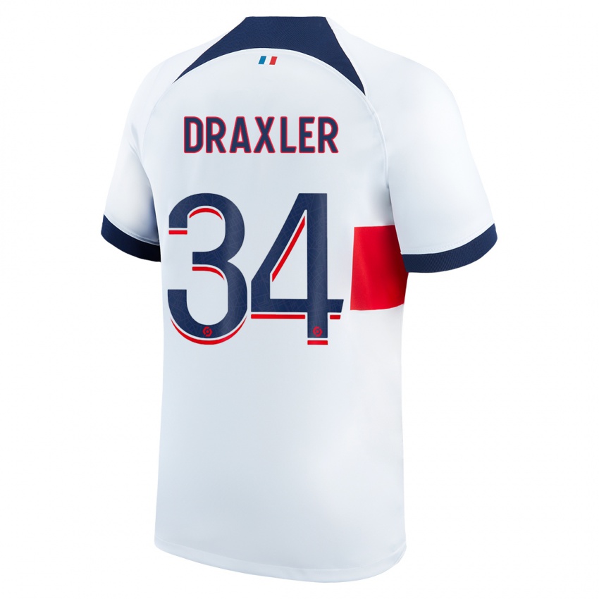 Kinder Julian Draxler #34 Weiß Auswärtstrikot Trikot 2023/24 T-Shirt Österreich