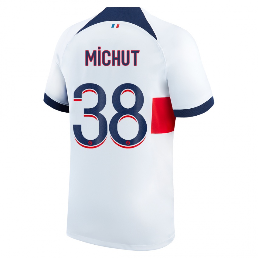 Kinder Edouard Michut #38 Weiß Auswärtstrikot Trikot 2023/24 T-Shirt Österreich