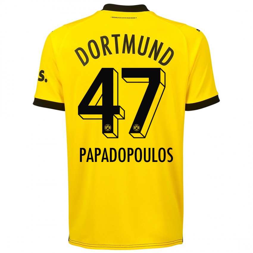 Herren Antonios Papadopoulos #47 Gelb Heimtrikot Trikot 2023/24 T-Shirt Österreich