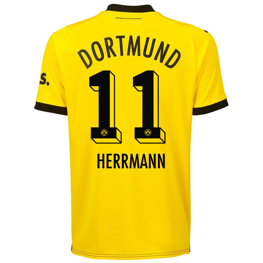 Herren Charles Herrmann #11 Gelb Heimtrikot Trikot 2023/24 T-Shirt Österreich