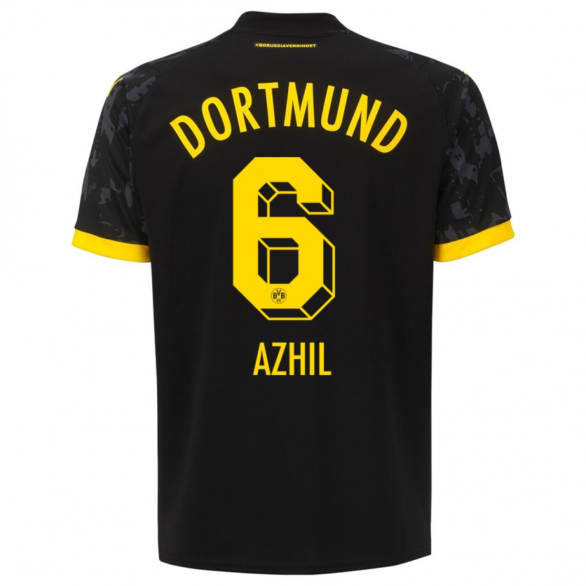 Herren Ayman Azhil #6 Schwarz Auswärtstrikot Trikot 2023/24 T-Shirt Österreich