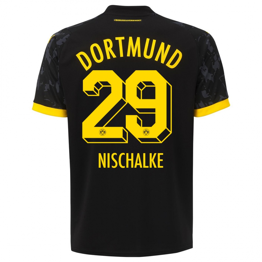 Herren Jermain Nischalke #29 Schwarz Auswärtstrikot Trikot 2023/24 T-Shirt Österreich