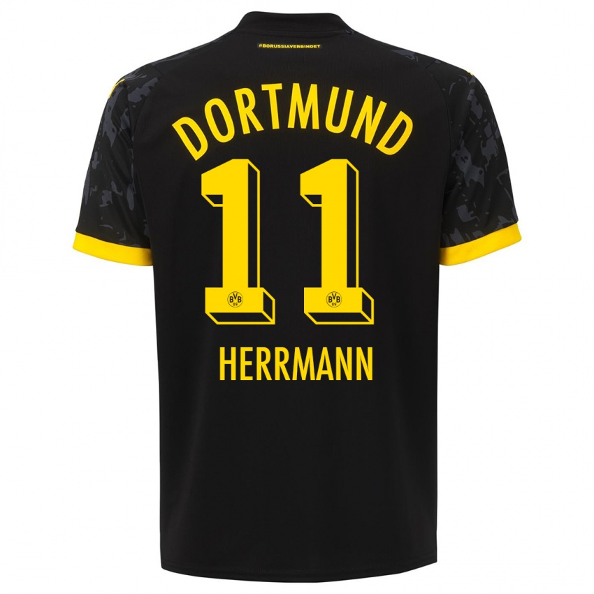 Herren Charles Herrmann #11 Schwarz Auswärtstrikot Trikot 2023/24 T-Shirt Österreich