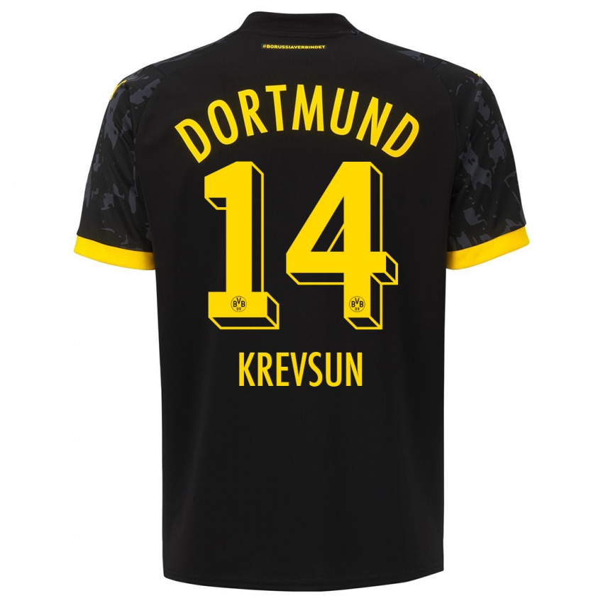 Herren Danylo Krevsun #14 Schwarz Auswärtstrikot Trikot 2023/24 T-Shirt Österreich