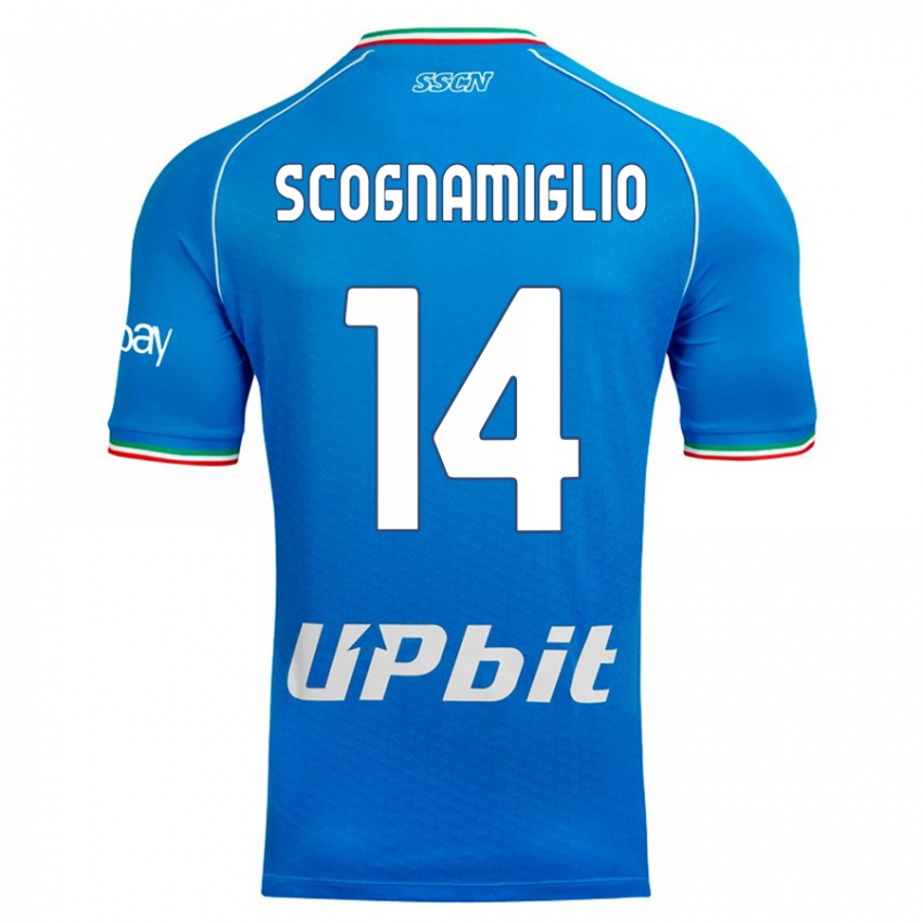 Damen Fabio Scognamiglio #14 Himmelblau Heimtrikot Trikot 2023/24 T-Shirt Österreich