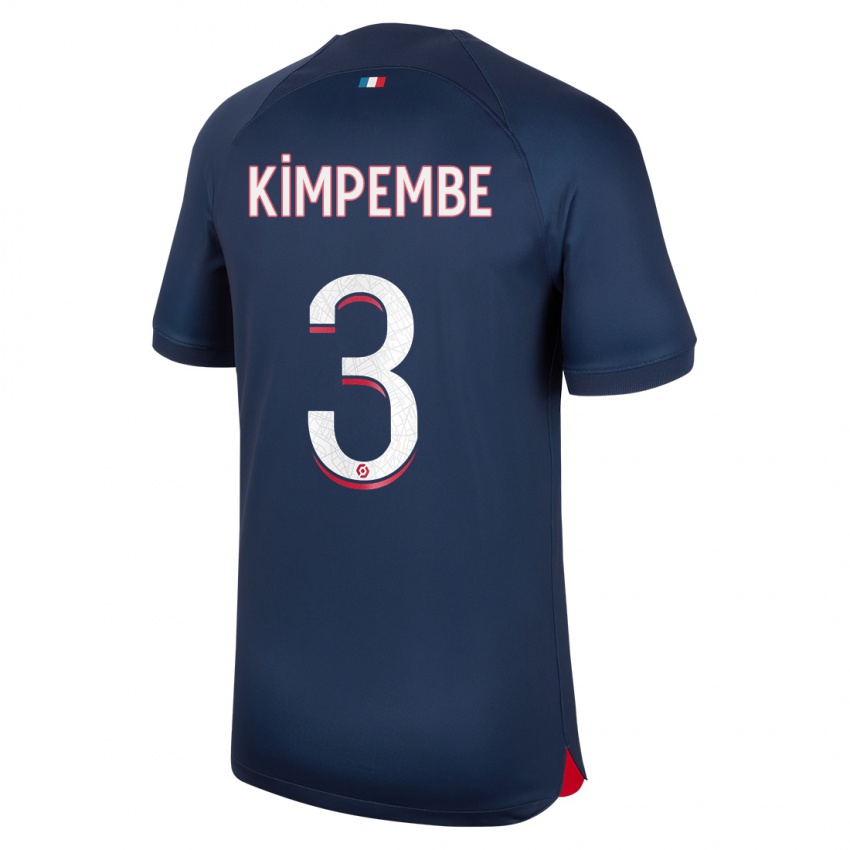 Damen Presnel Kimpembe #3 Blau Rot Heimtrikot Trikot 2023/24 T-Shirt Österreich