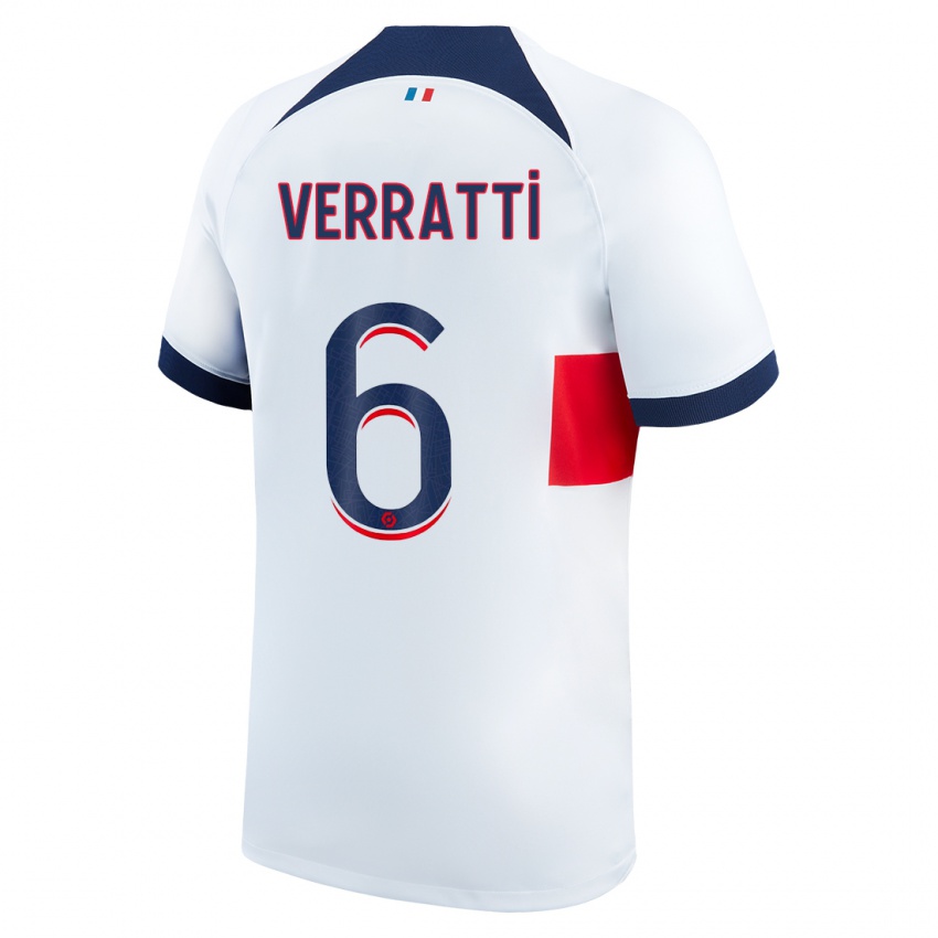 Damen Marco Verratti #6 Weiß Auswärtstrikot Trikot 2023/24 T-Shirt Österreich