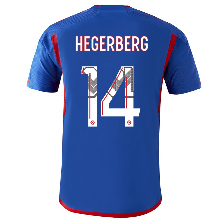 Damen Ada Hegerberg #14 Blau Rot Auswärtstrikot Trikot 2023/24 T-Shirt Österreich