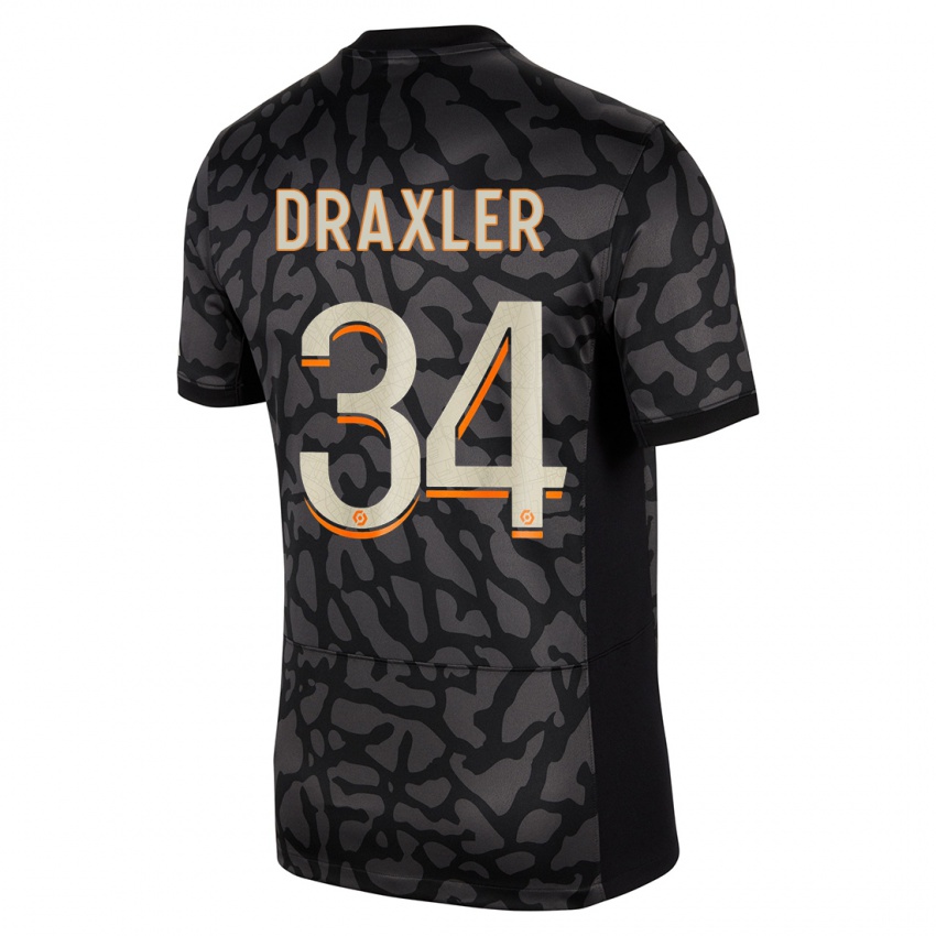 Damen Julian Draxler #34 Schwarz Ausweichtrikot Trikot 2023/24 T-Shirt Österreich
