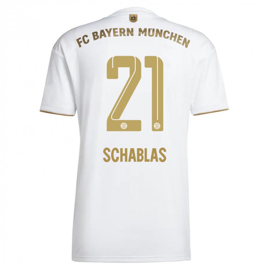 Herren Matteo Schablas #21 Weißes Gold Auswärtstrikot Trikot 2022/23 T-shirt Österreich