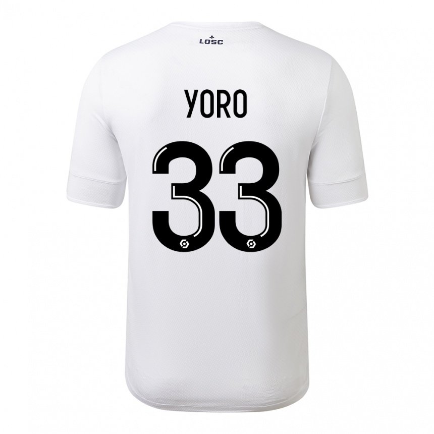 Herren Leny Yoro #33 Weiß Purpur Auswärtstrikot Trikot 2022/23 T-shirt Österreich