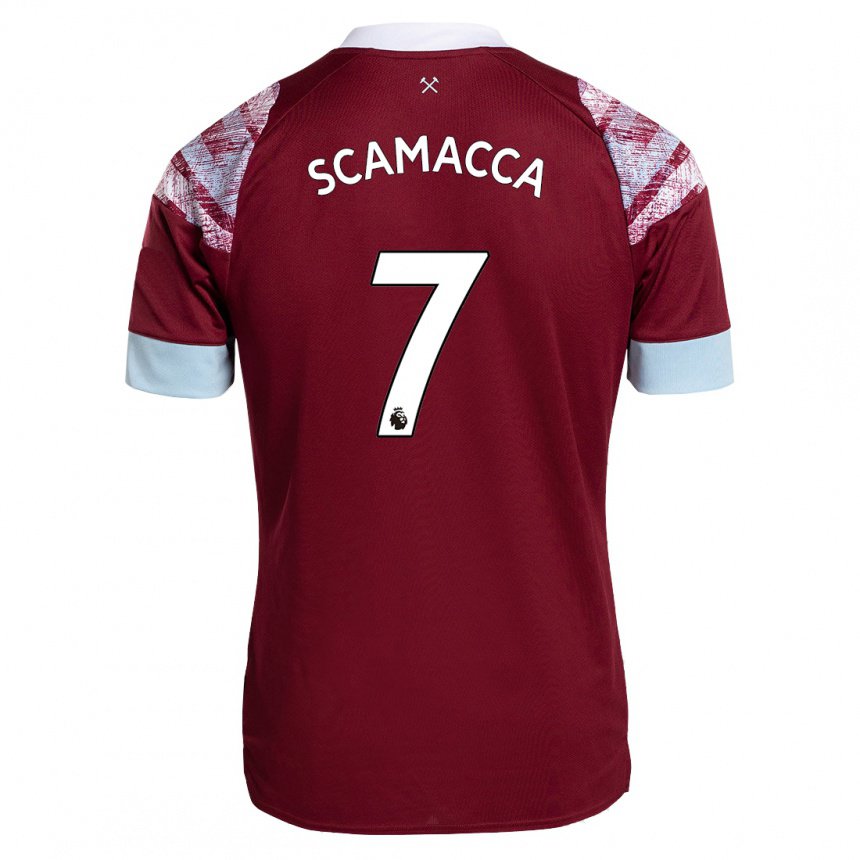 Damen Gianluca Scamacca #7 Rotwein Heimtrikot Trikot 2022/23 T-shirt Österreich