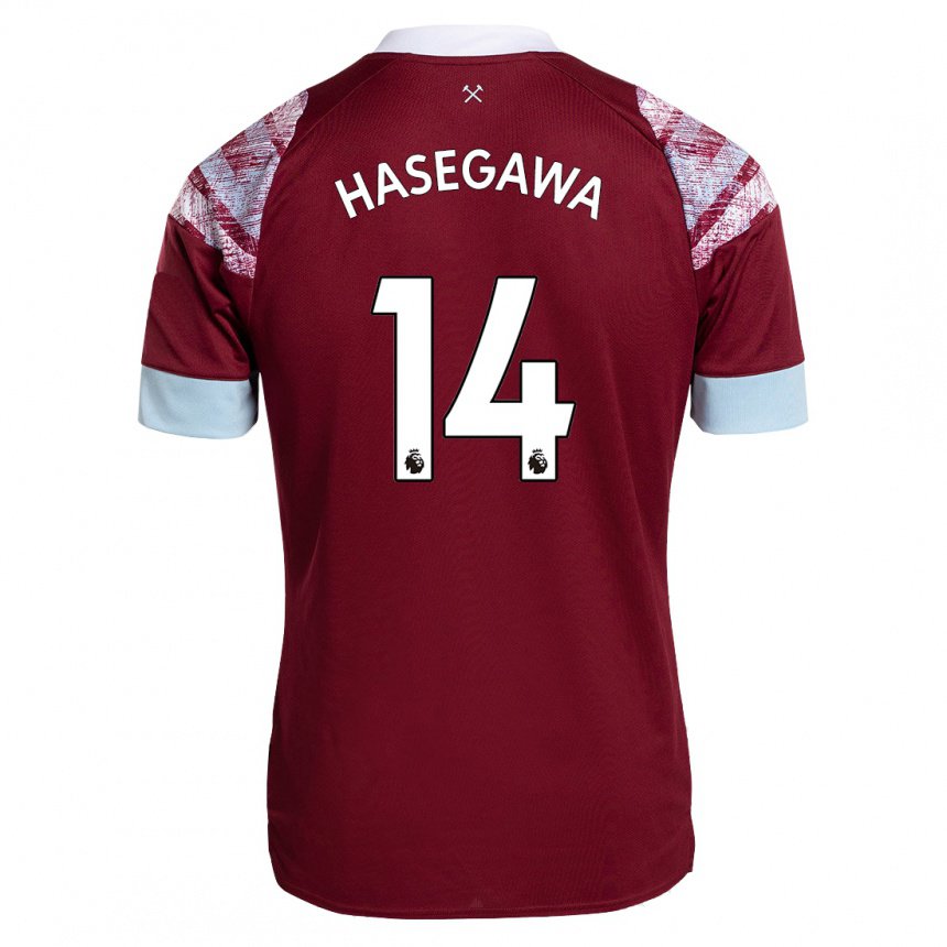 Damen Yui Hasegawa #14 Rotwein Heimtrikot Trikot 2022/23 T-shirt Österreich