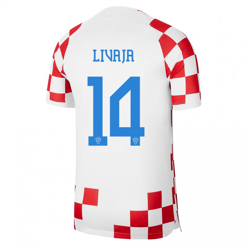 Kinder Kroatische Marko Livaja #14 Rot-weiss Heimtrikot Trikot 22-24 T-shirt Österreich