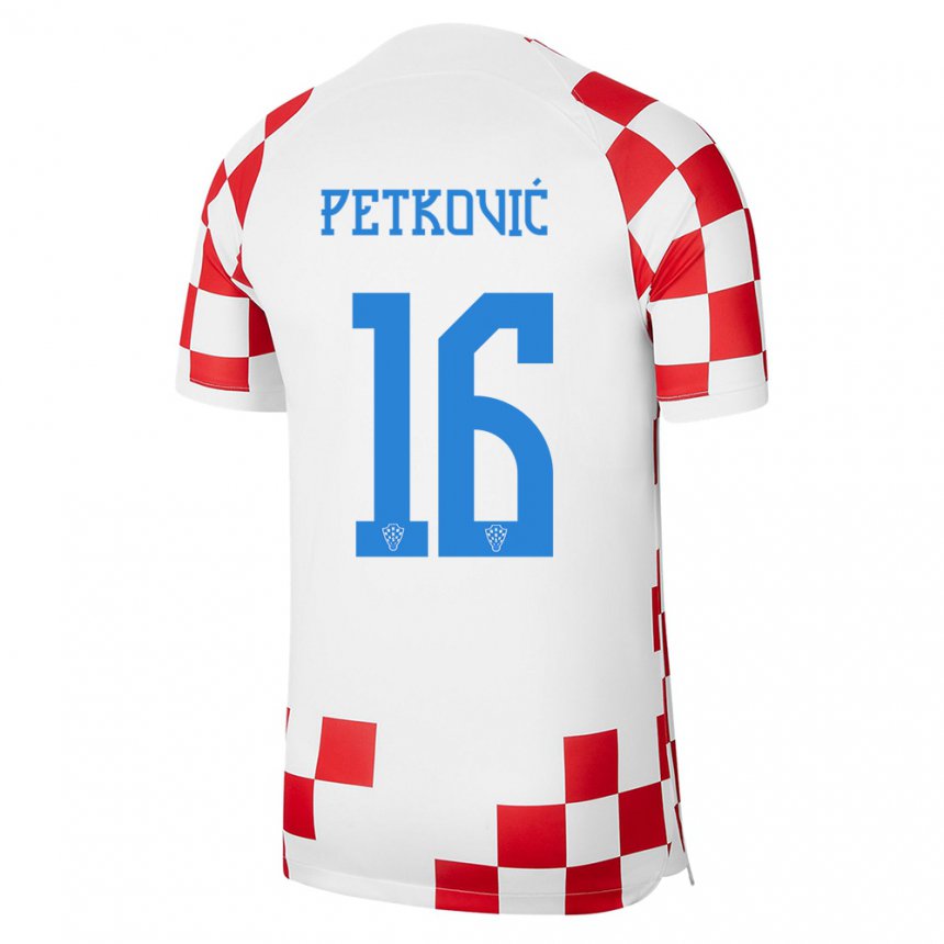Kinder Kroatische Bruno Petkovic #16 Rot-weiss Heimtrikot Trikot 22-24 T-shirt Österreich