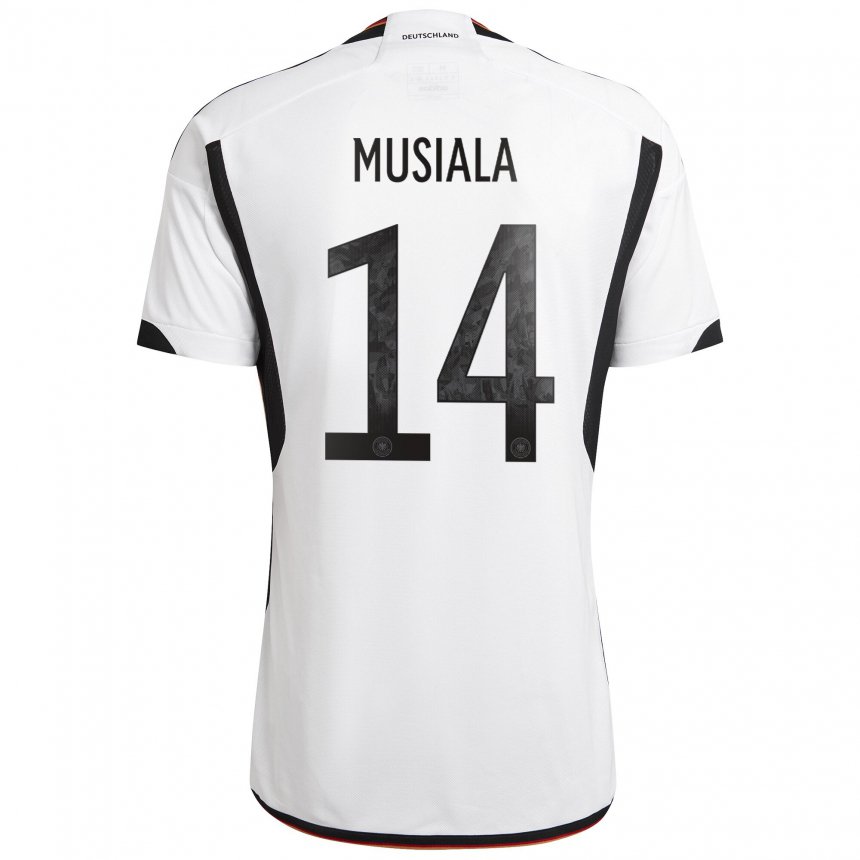 Kinder Deutsche Jamal Musiala #14 Weiß Schwarz Heimtrikot Trikot 22-24 T-shirt Österreich