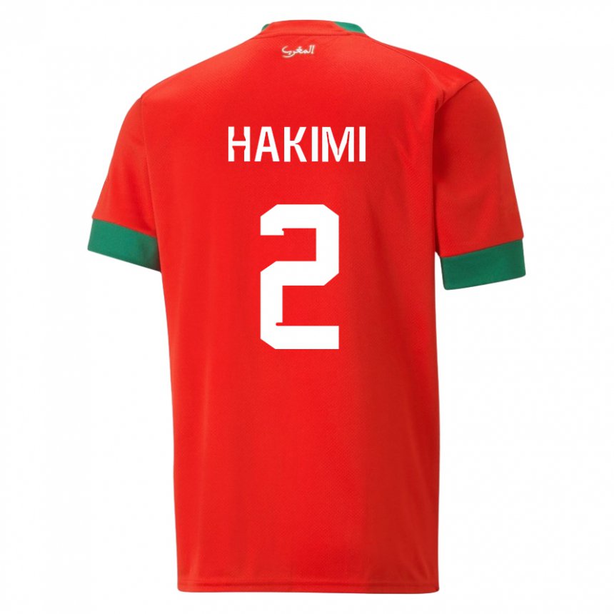 Kinder Marokkanische Achraf Hakimi #2 Rot Heimtrikot Trikot 22-24 T-shirt Österreich