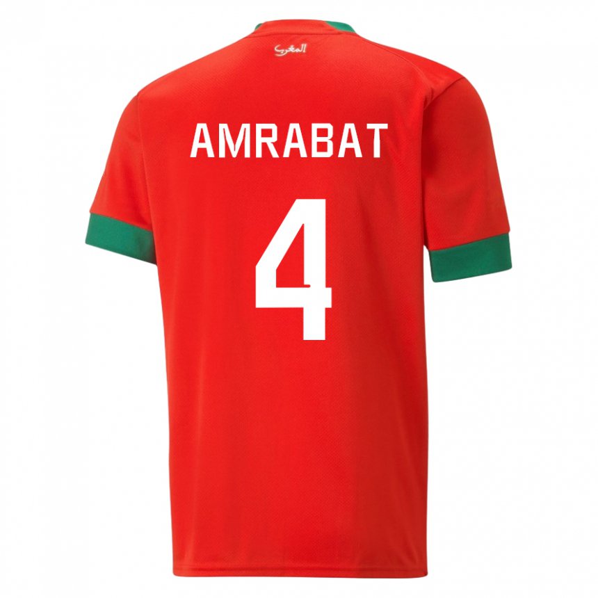 Kinder Marokkanische Soufiane Amrabat #4 Rot Heimtrikot Trikot 22-24 T-shirt Österreich