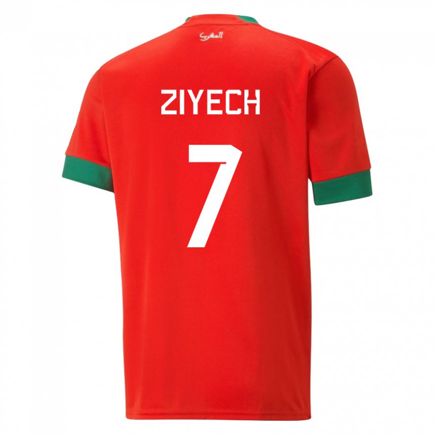 Kinder Marokkanische Hakim Ziyech #7 Rot Heimtrikot Trikot 22-24 T-shirt Österreich