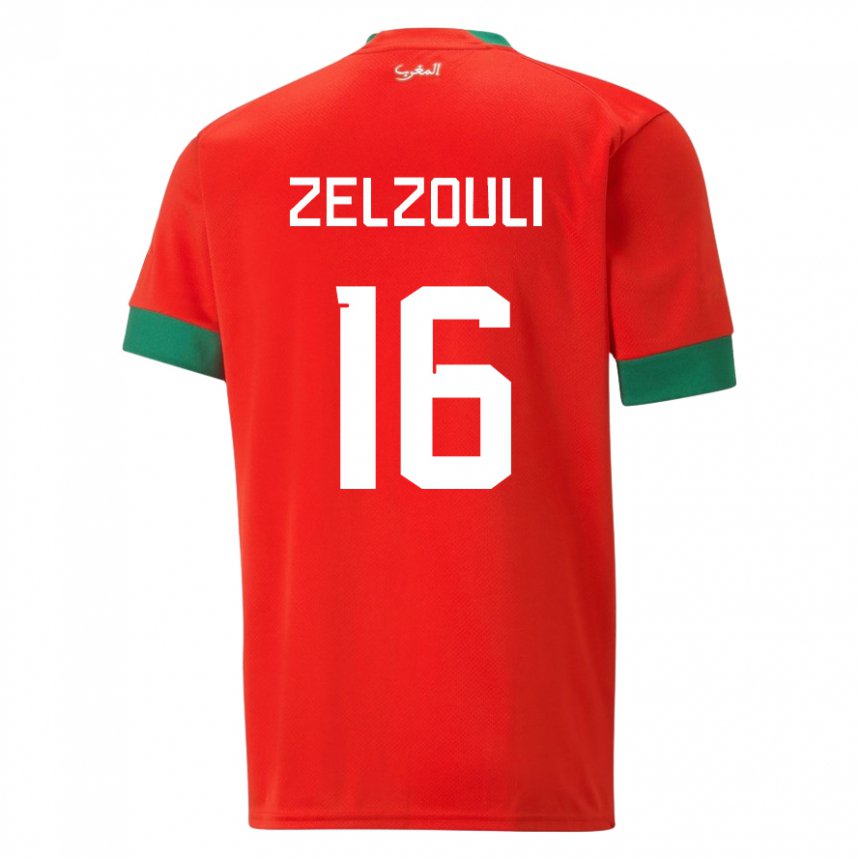 Kinder Marokkanische Abdessamad Zelzouli #16 Rot Heimtrikot Trikot 22-24 T-shirt Österreich