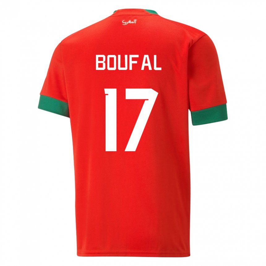 Kinder Marokkanische Sofiane Boufal #17 Rot Heimtrikot Trikot 22-24 T-shirt Österreich