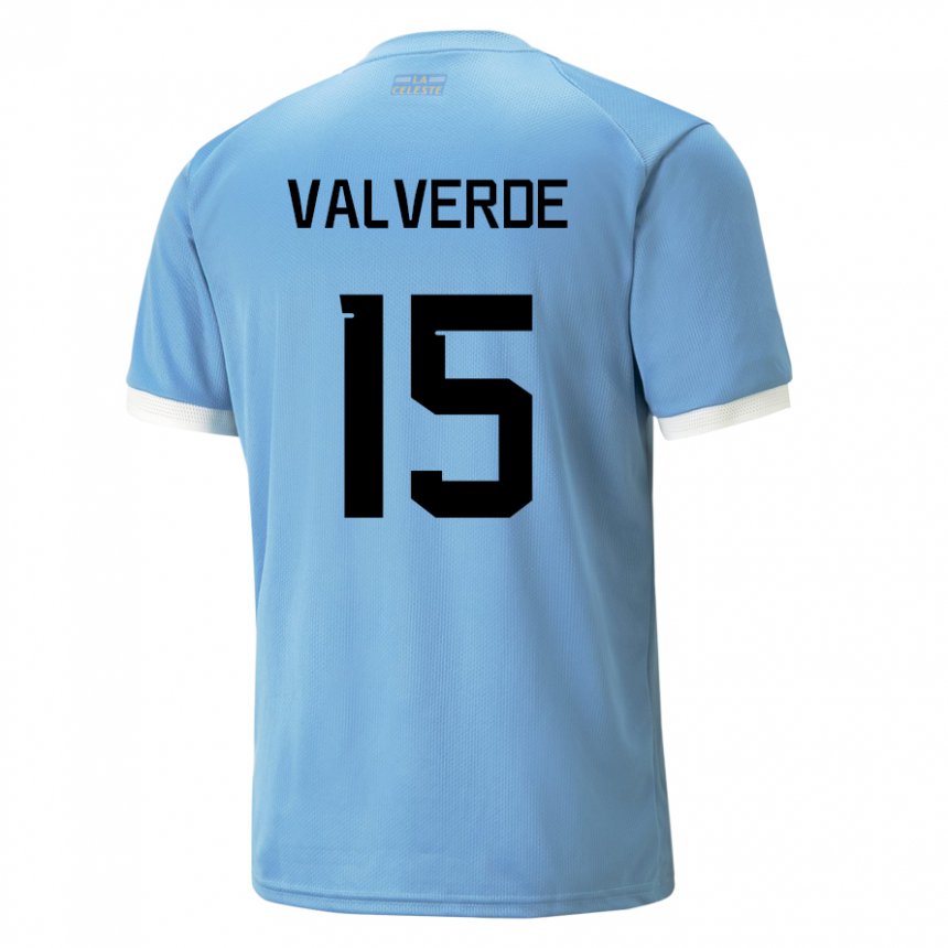 Kinder Uruguayische Federico Valverde #15 Blau Heimtrikot Trikot 22-24 T-shirt Österreich